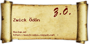 Zwick Ödön névjegykártya